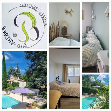 Chambre d’hôte pour 2 personnes, avec piscine et jardin dans la Drôme